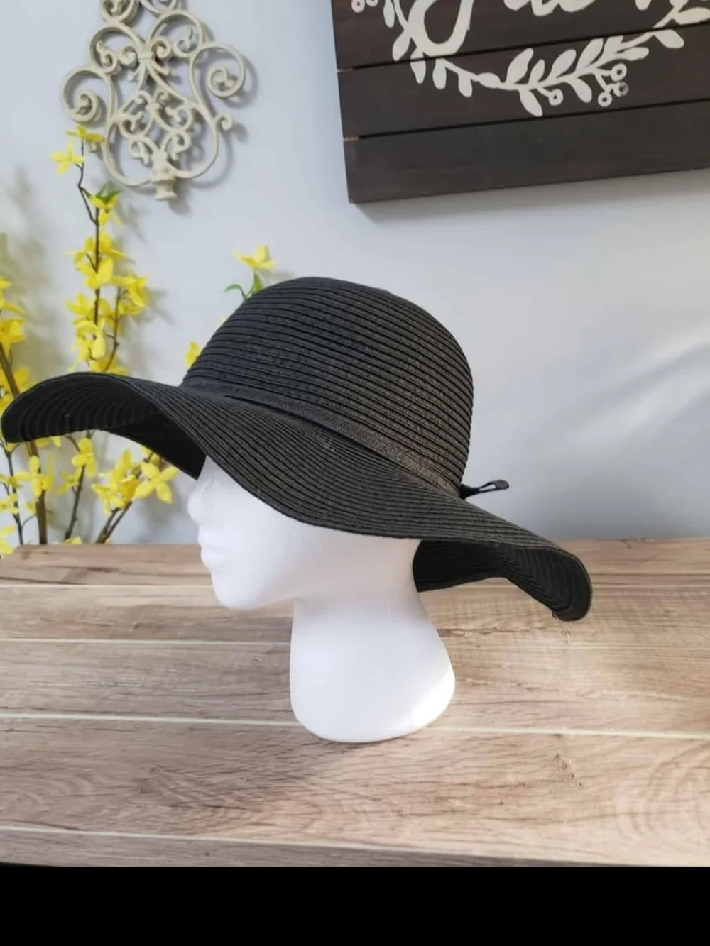 139 New Women's Summer Beach Hat Wide Brim Floppy Foldable for tmTravel Black